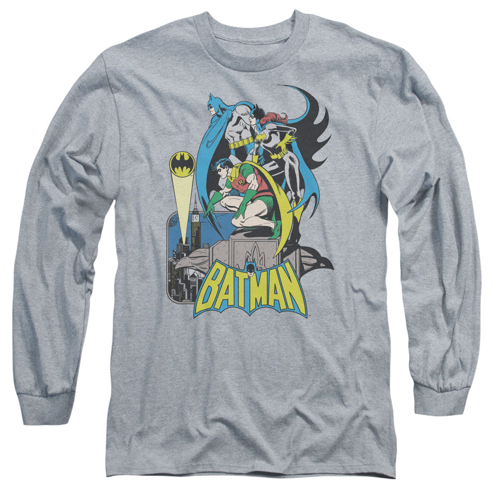 DC Comics Heroic Trio Mens Long Sleeve Shirt Athletic Heather Officially Licensed