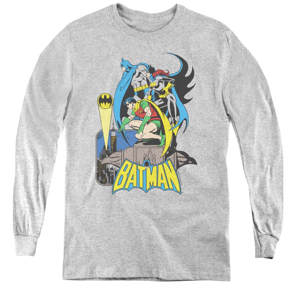DC Comics Heroic Trio Long Sleeve Kids Youth T Shirt Athletic Heather Officially Licensed