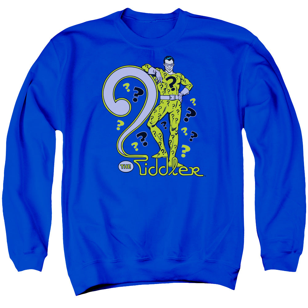 DC Comics the Riddler Mens Crewneck Sweatshirt Royal Blue Officially Licensed
