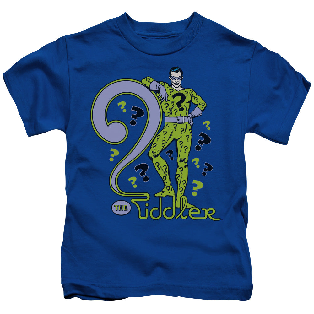 DC Comics the Riddler Juvenile Kids Youth T Shirt Royal Blue Officially Licensed