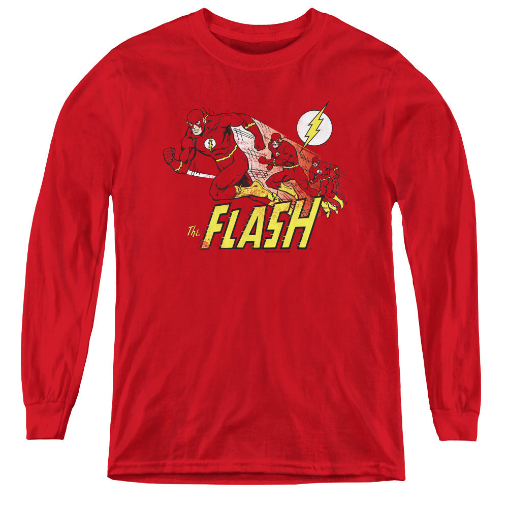 DC Comics Flash Crimson Comet Long Sleeve Kids Youth T Shirt Red Officially Licensed