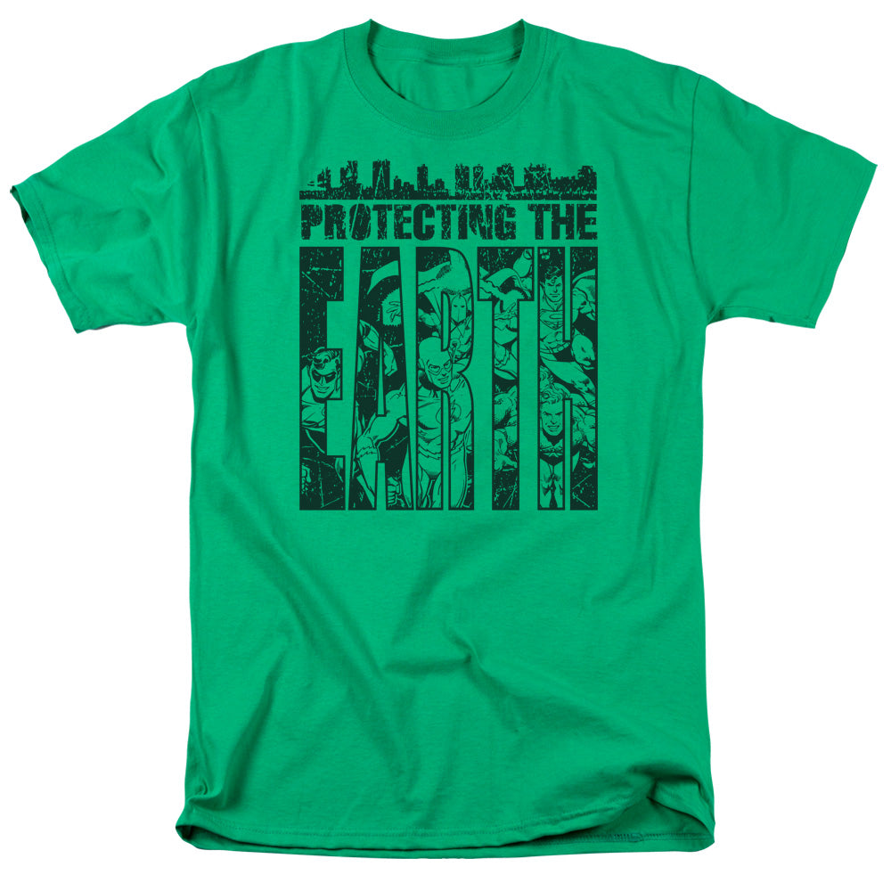 Dc Protecting The Earth Mens T Shirt Kelly Green Officially Licensed