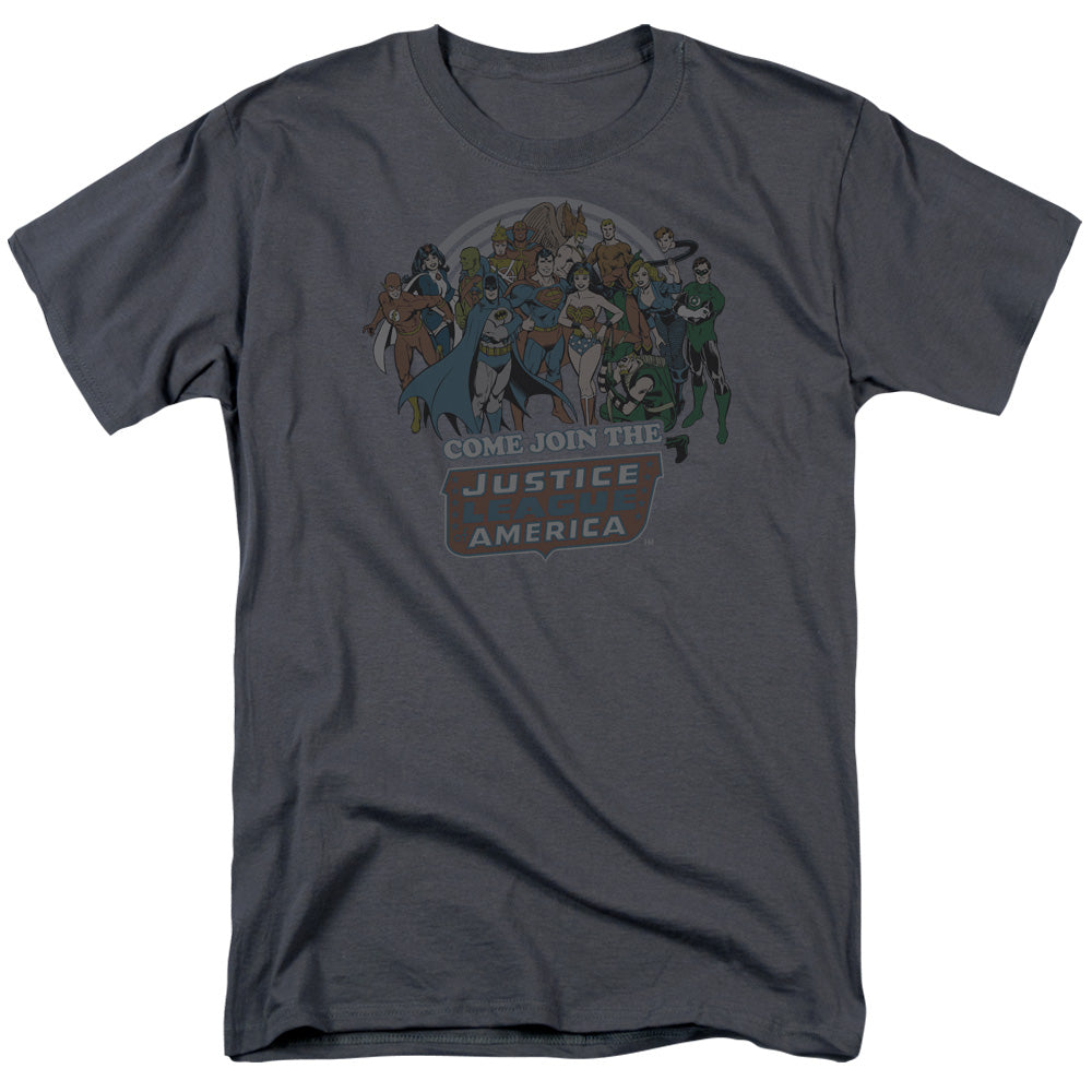 Dc Join The Justice League Mens T Shirt Charcoal Officially Licensed
