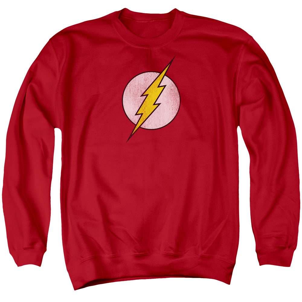 Dc Flash Flash Logo Distressed Mens Crewneck Sweatshirt Red Officially Licensed