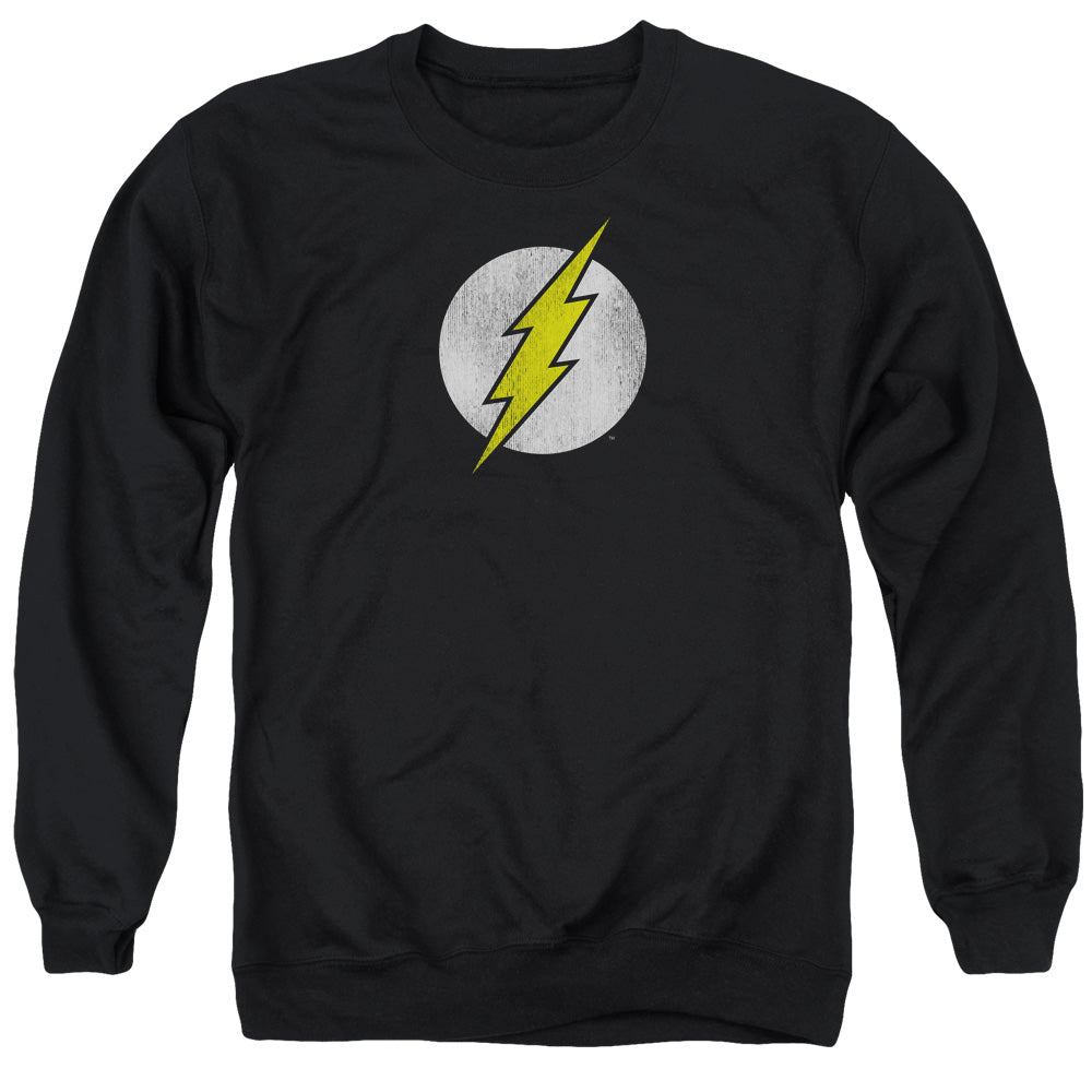 Dc Flash Flash Logo Distressed Mens Crewneck Sweatshirt Black Officially Licensed