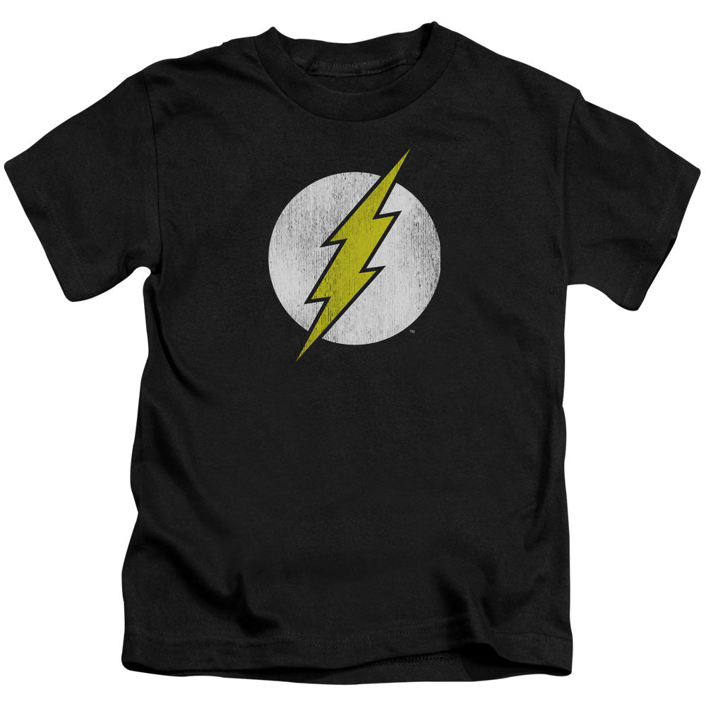 DC Comics Flash Flash Logo Distressed Juvenile Kids Youth T Shirt Black Officially Licensed