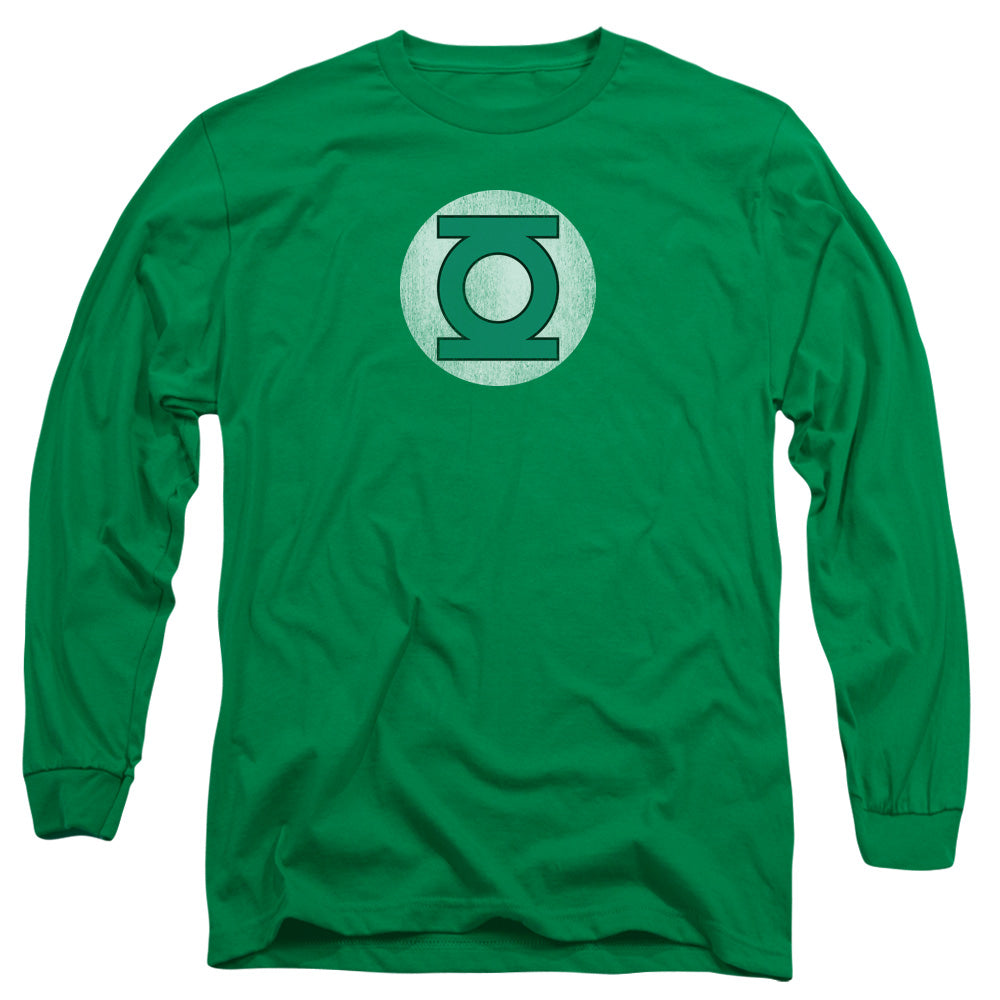 DC Comics Gl Logo Distressed Mens Long Sleeve Shirt Kelly Green Officially Licensed