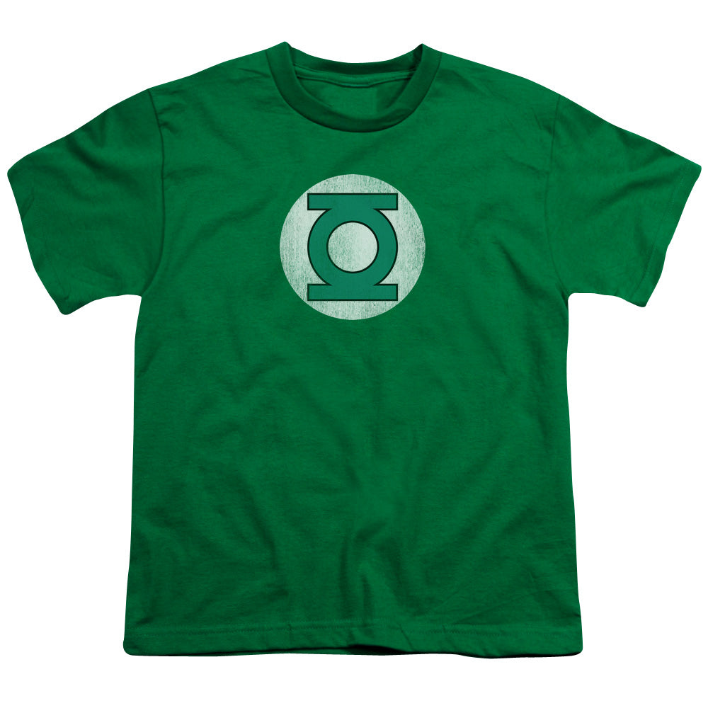DC Comics Gl Logo Distressed Kids Youth T Shirt Kelly Green Officially Licensed