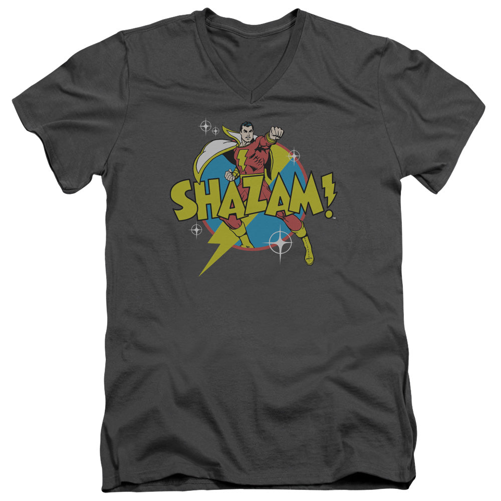 DC Comics Power Bolt Mens Slim Fit V Neck T Shirt Charcoal Officially Licensed