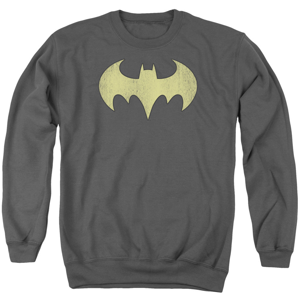 DC Comics Batgirl Logo Distressed Mens Crewneck Sweatshirt Charcoal Officially Licensed
