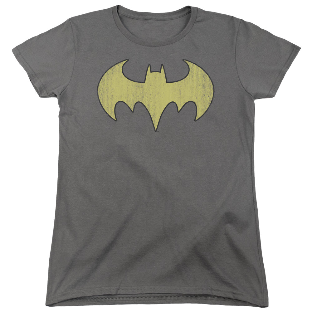 DC Comics Batgirl Logo Distressed Womens T Shirt Heather Officially Licensed