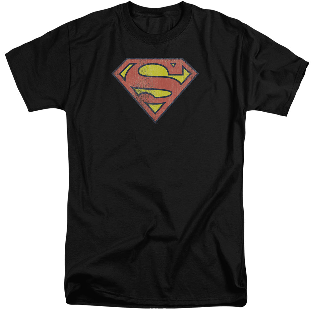 Dc Retro Supes Logo Distressed Mens Tall T Shirt Black Officially Licensed
