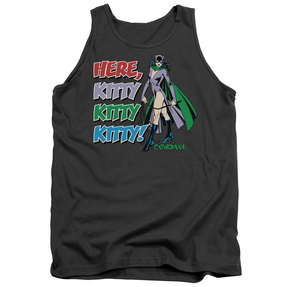 DC Comics Here Kitty Mens Tank Top Shirt Charcoal Officially Licensed