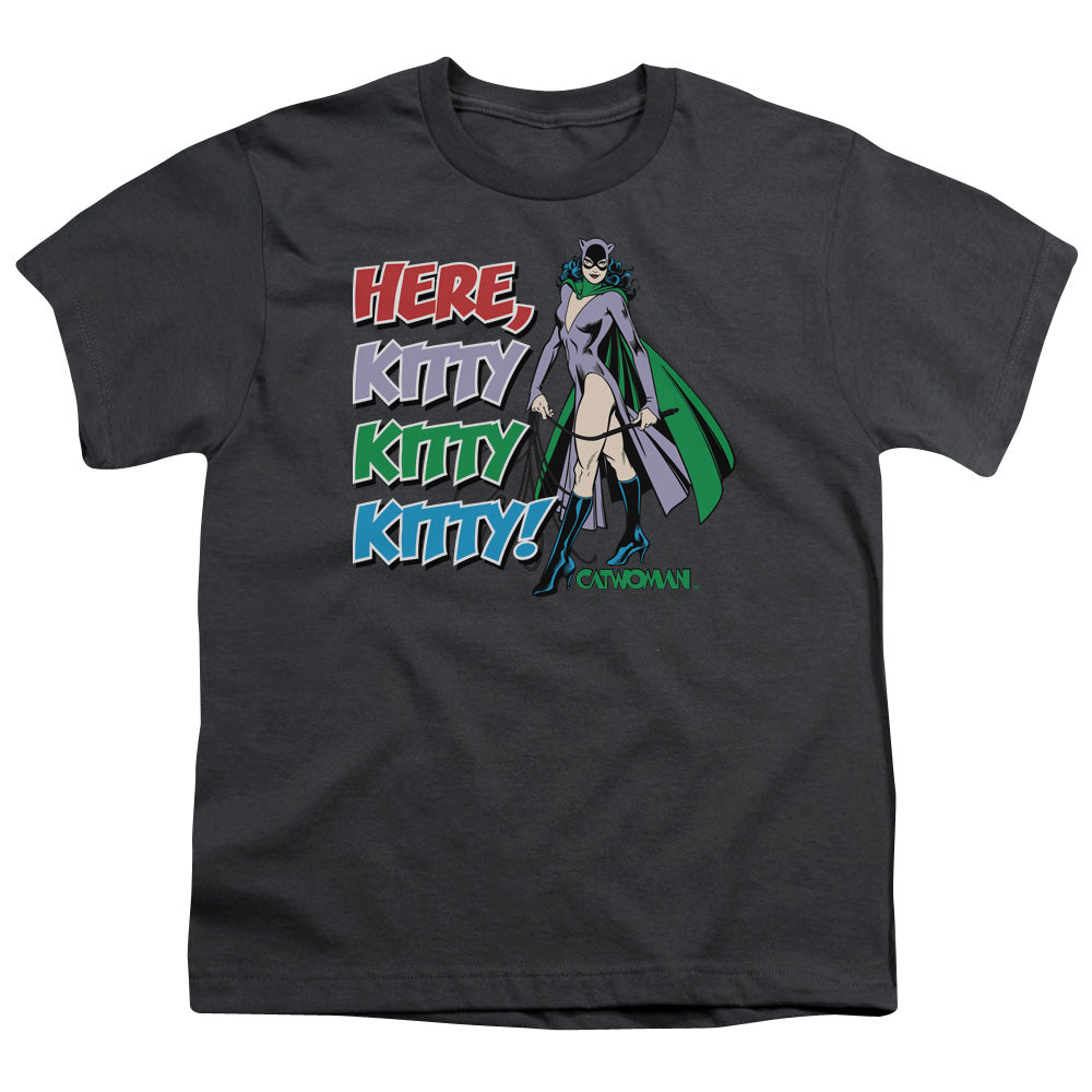 DC Comics Here Kitty Kids Youth T Shirt Charcoal Officially Licensed