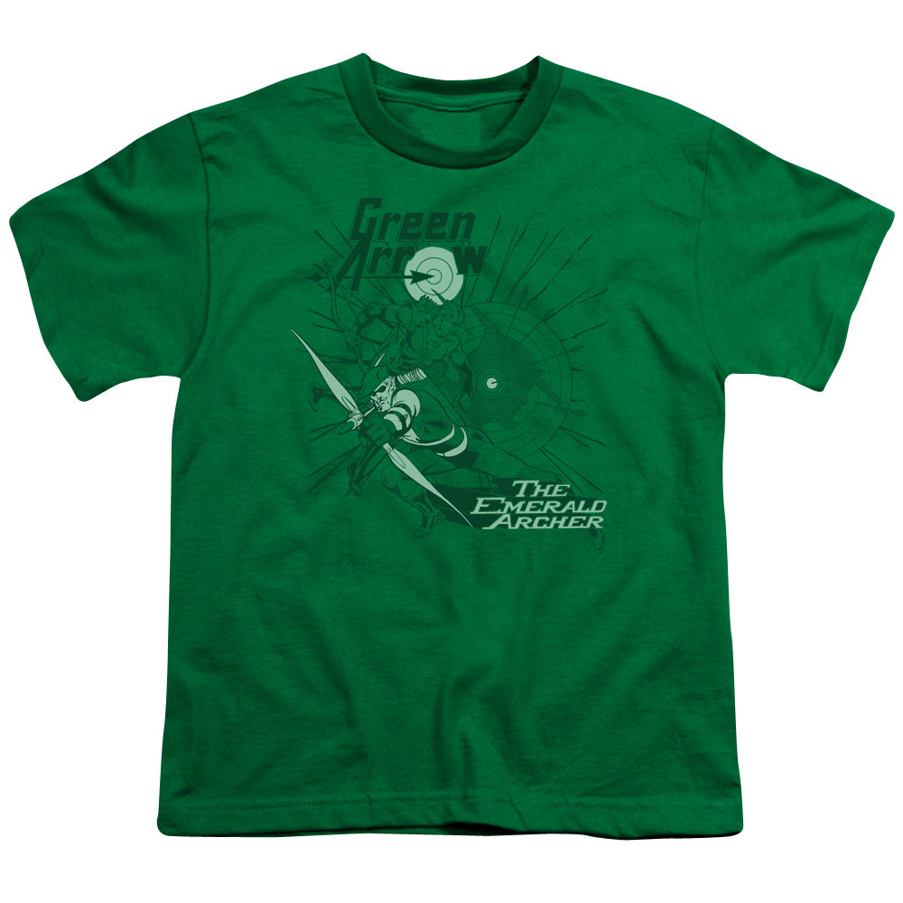 DC Comics the Emerald Archer Kids Youth T Shirt Kelly Green Officially Licensed
