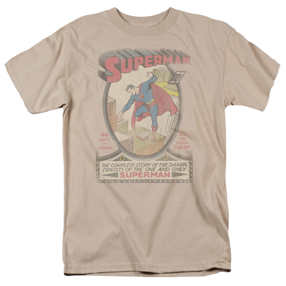 Dc Superman 1 Distressed Mens T Shirt Sand Officially Licensed