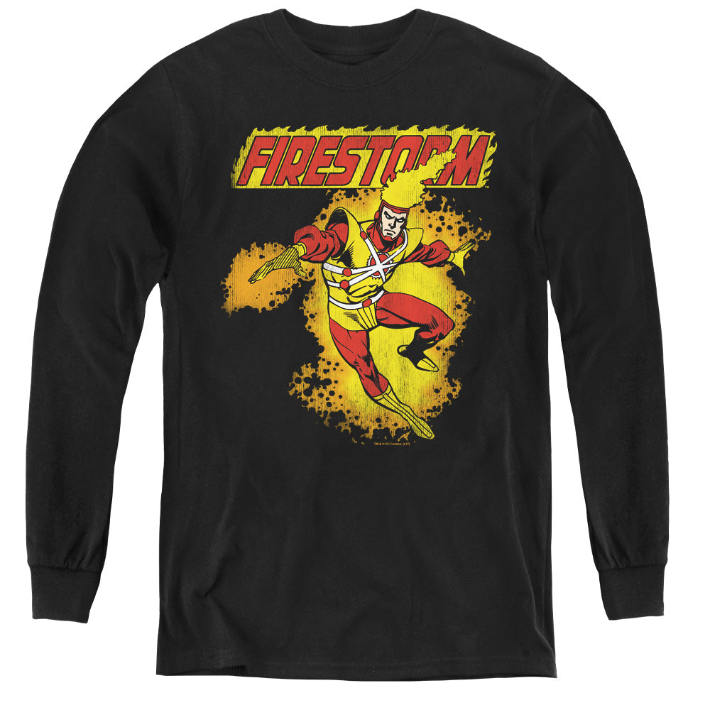 DC Comics Firestorm Long Sleeve Kids Youth T Shirt Black Officially Licensed
