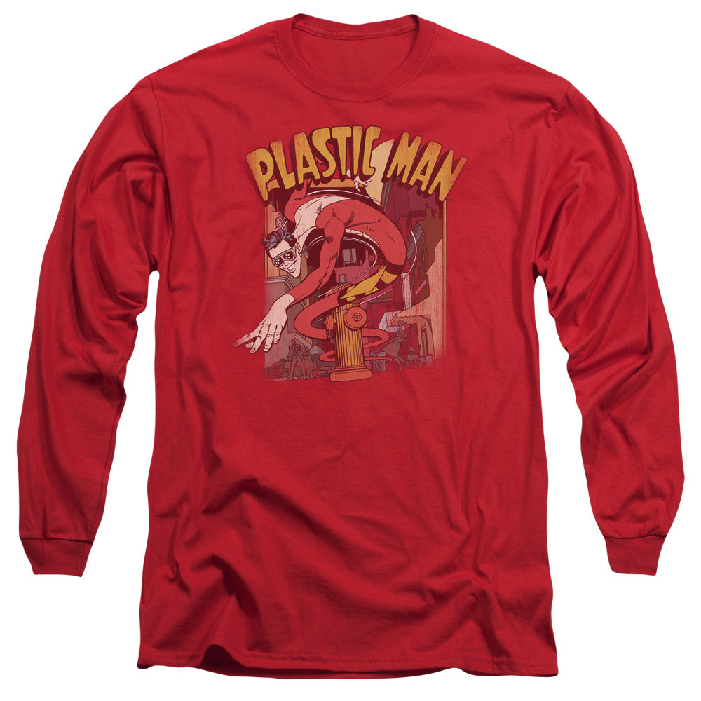DC Comics Plastic Man Street Mens Long Sleeve Shirt Red Officially Licensed