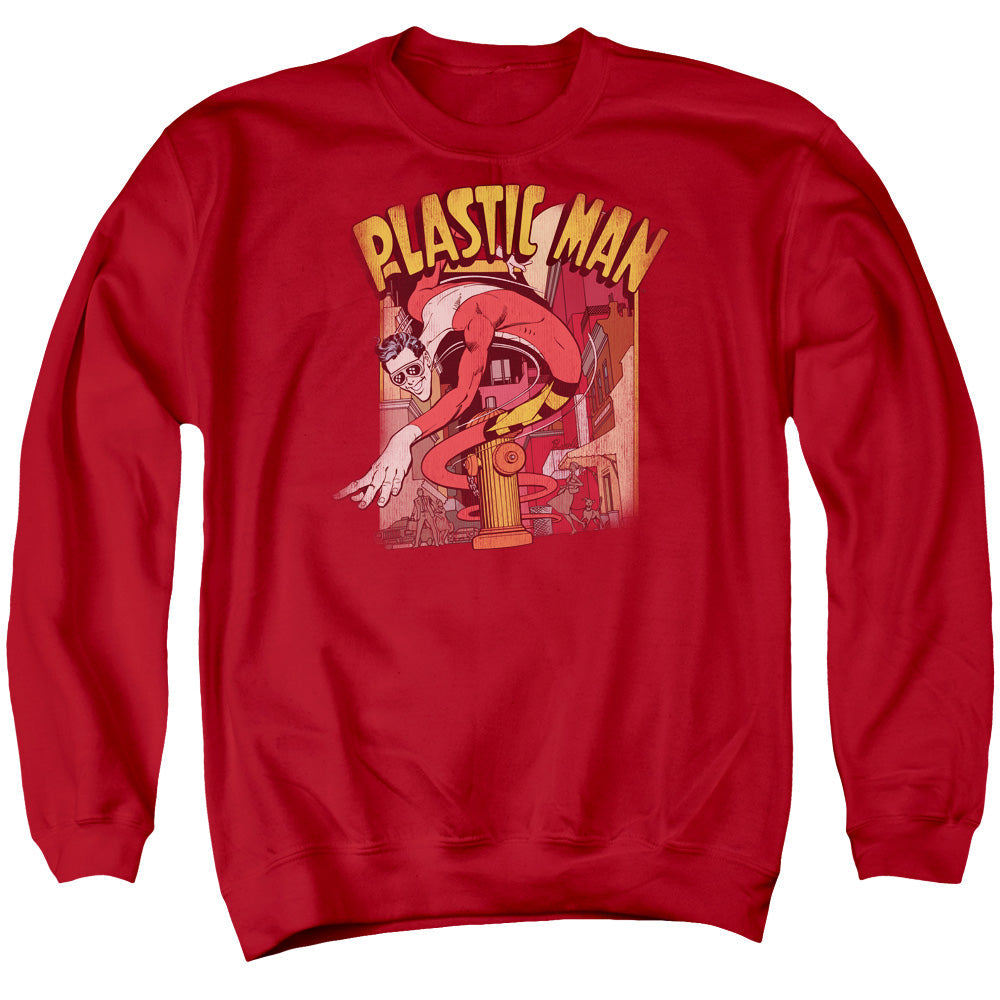 DC Comics Plastic Man Street Mens Crewneck Sweatshirt Red Officially Licensed