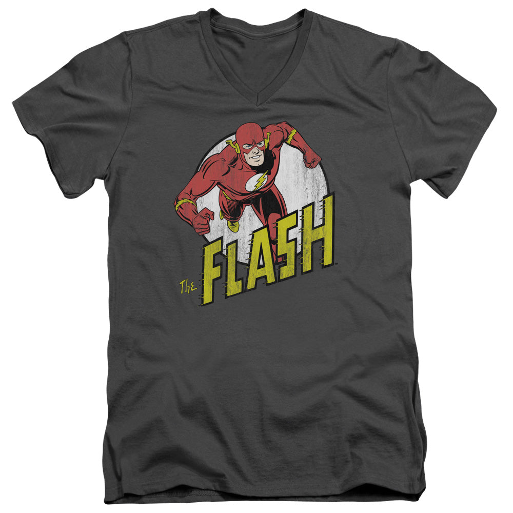DC Comics Flash Run Flash Run Mens Slim Fit V Neck T Shirt Charcoal Officially Licensed