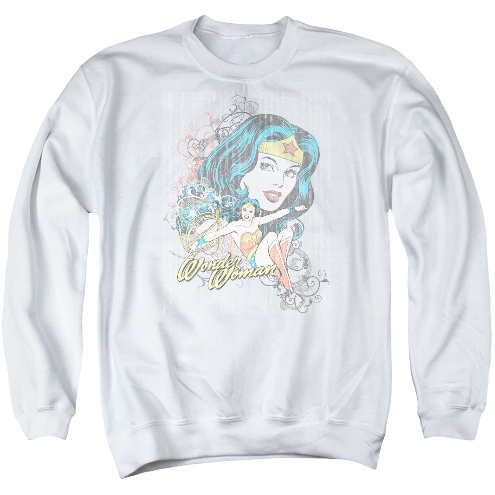 DC Comics Wonder Scroll Mens Crewneck Sweatshirt White Officially Licensed