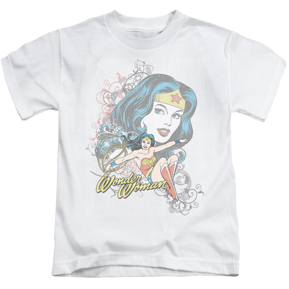 DC Comics Wonder Scroll Juvenile Kids Youth T Shirt White Officially Licensed