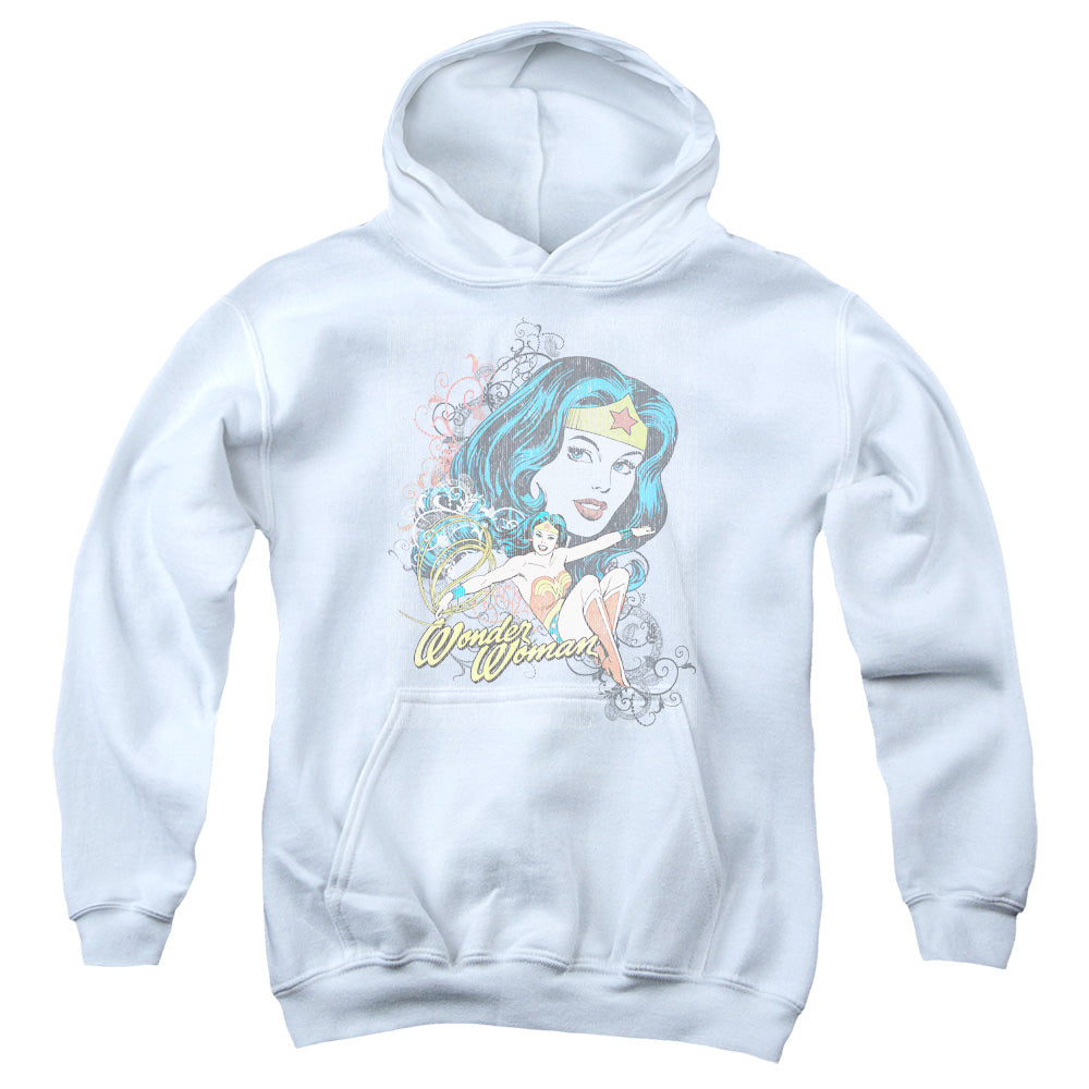 DC Comics Wonder Scroll Kids Youth Hoodie White Officially Licensed