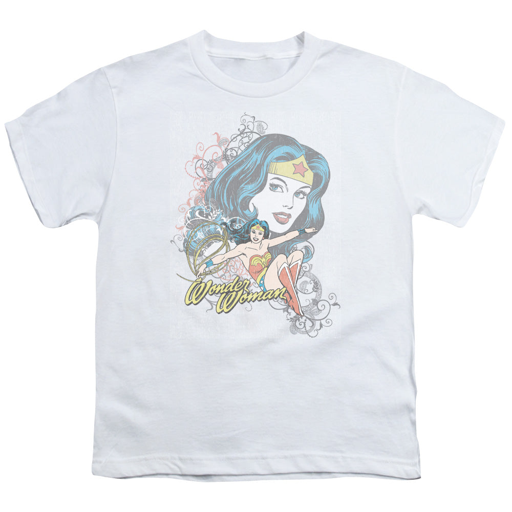 DC Comics Wonder Scroll Kids Youth T Shirt White Officially Licensed