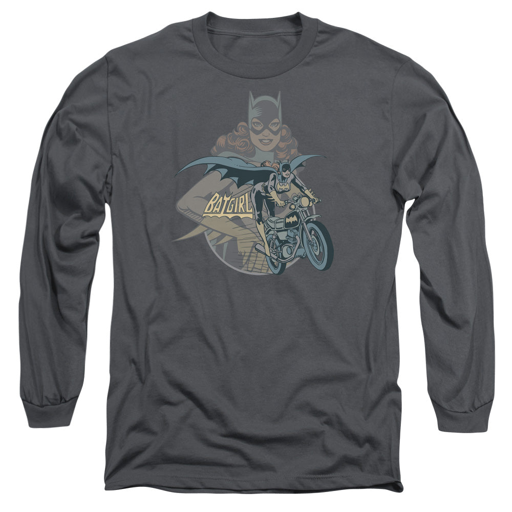 Dc Batgirl Biker Mens Long Sleeve Shirt Charcoal Officially Licensed