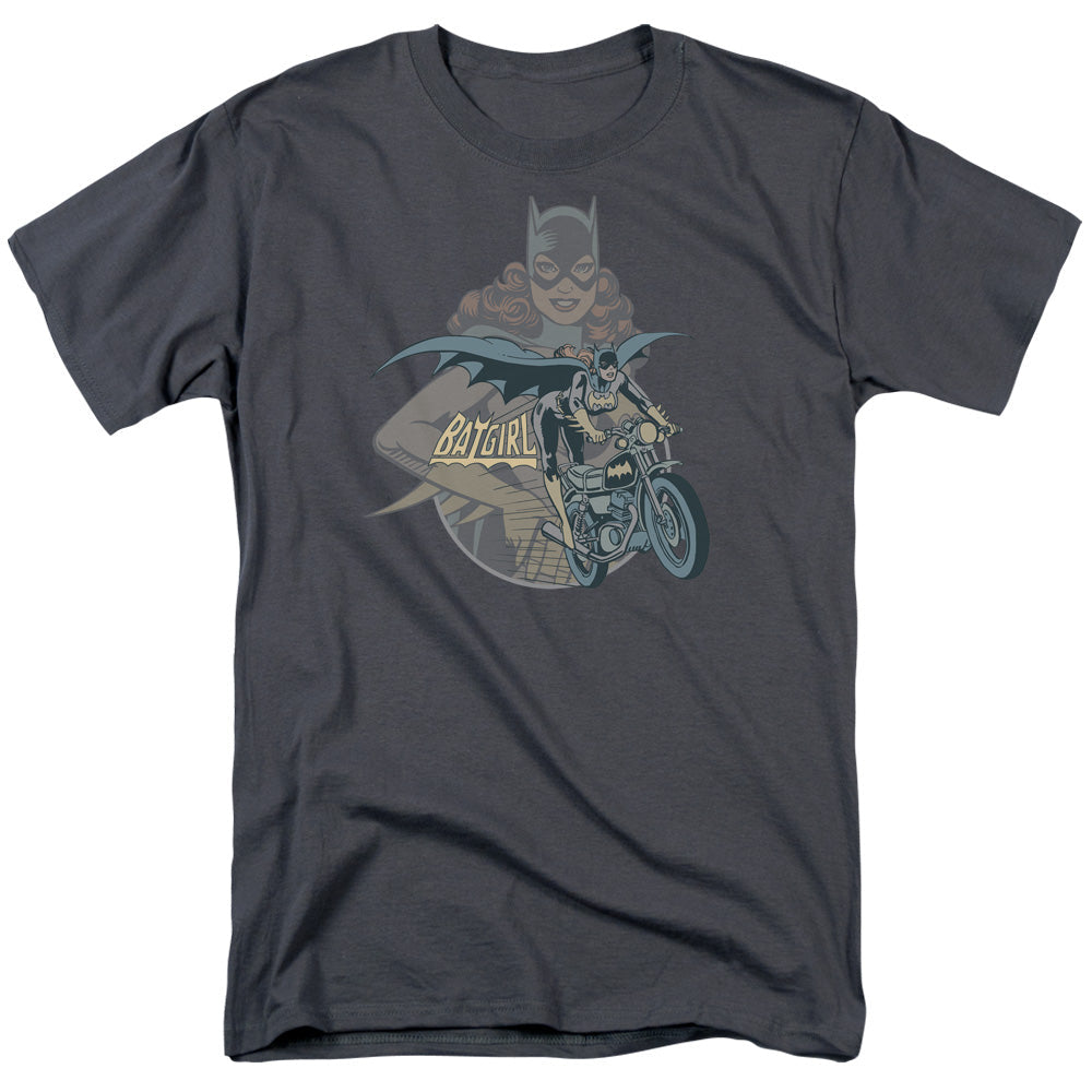 Dc Batgirl Biker Mens T Shirt Charcoal Officially Licensed