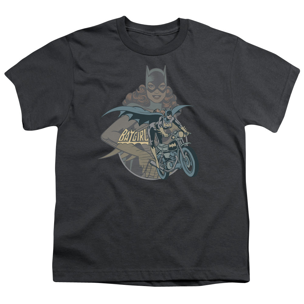 DC Comics Batgirl Biker Kids Youth T Shirt Charcoal Officially Licensed