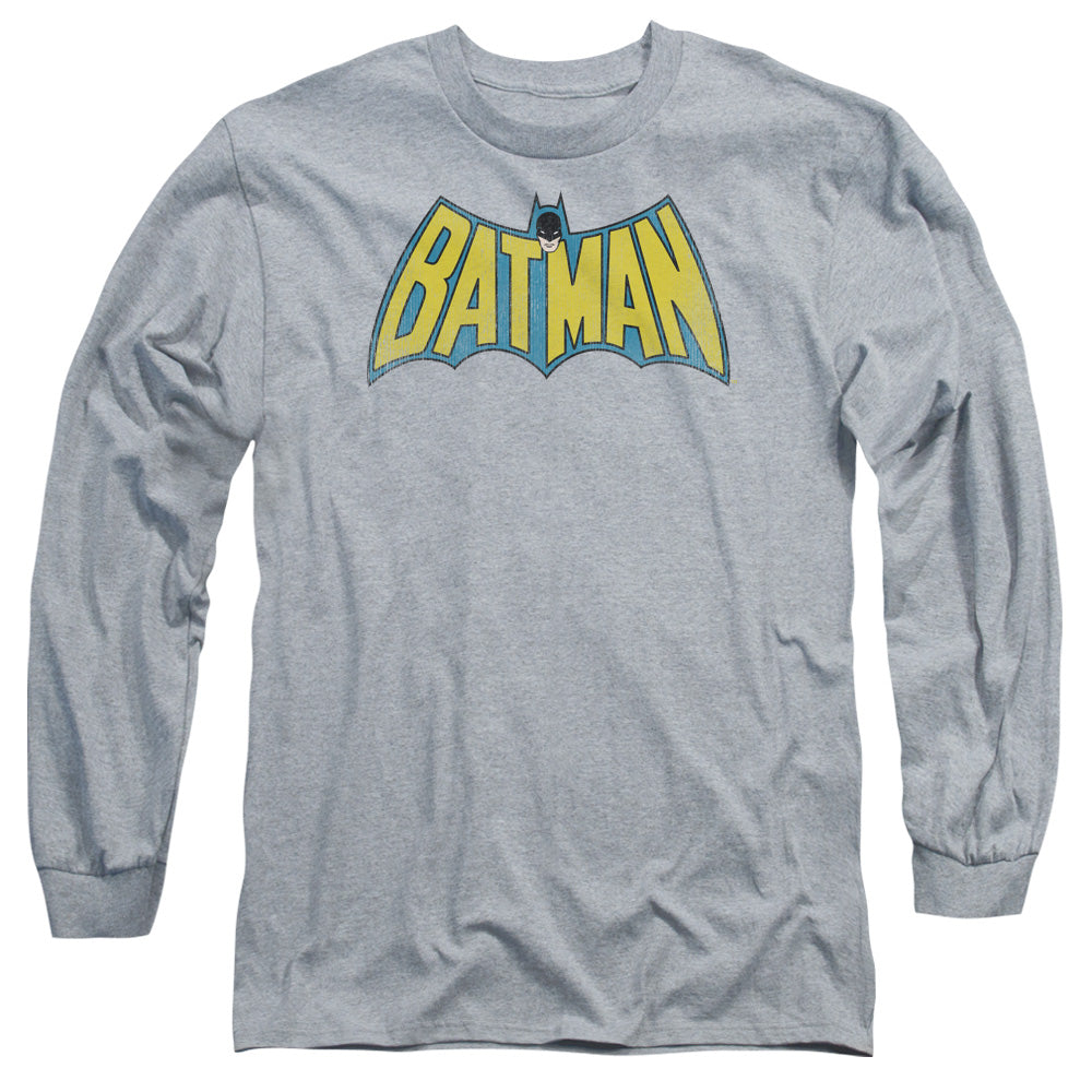 DC Comics Classic Batman Logo Mens Long Sleeve Shirt Athletic Heather Officially Licensed