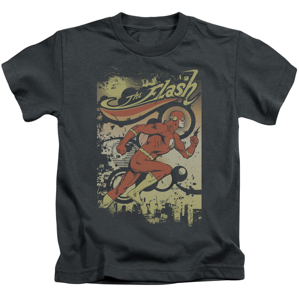 DC Comics Flash Just Passing Through Juvenile Kids Youth T Shirt Charcoal Officially Licensed