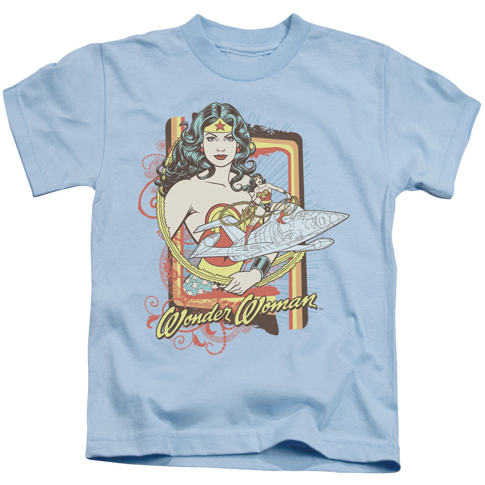 DC Comics Invisible Jet Juvenile Kids Youth T Shirt Light Blue Officially Licensed