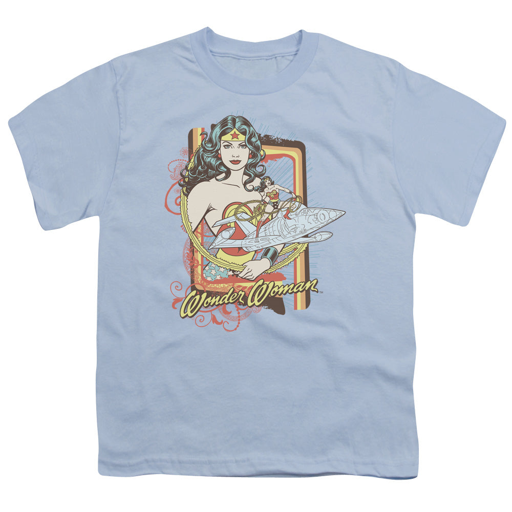 DC Comics Invisible Jet Kids Youth T Shirt Light Blue Officially Licensed