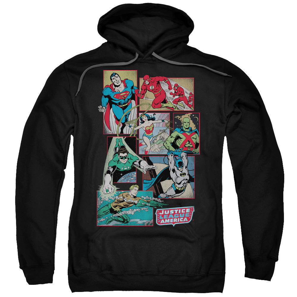 DC Comics Justice League Boxes Mens Hoodie Black Officially Licensed