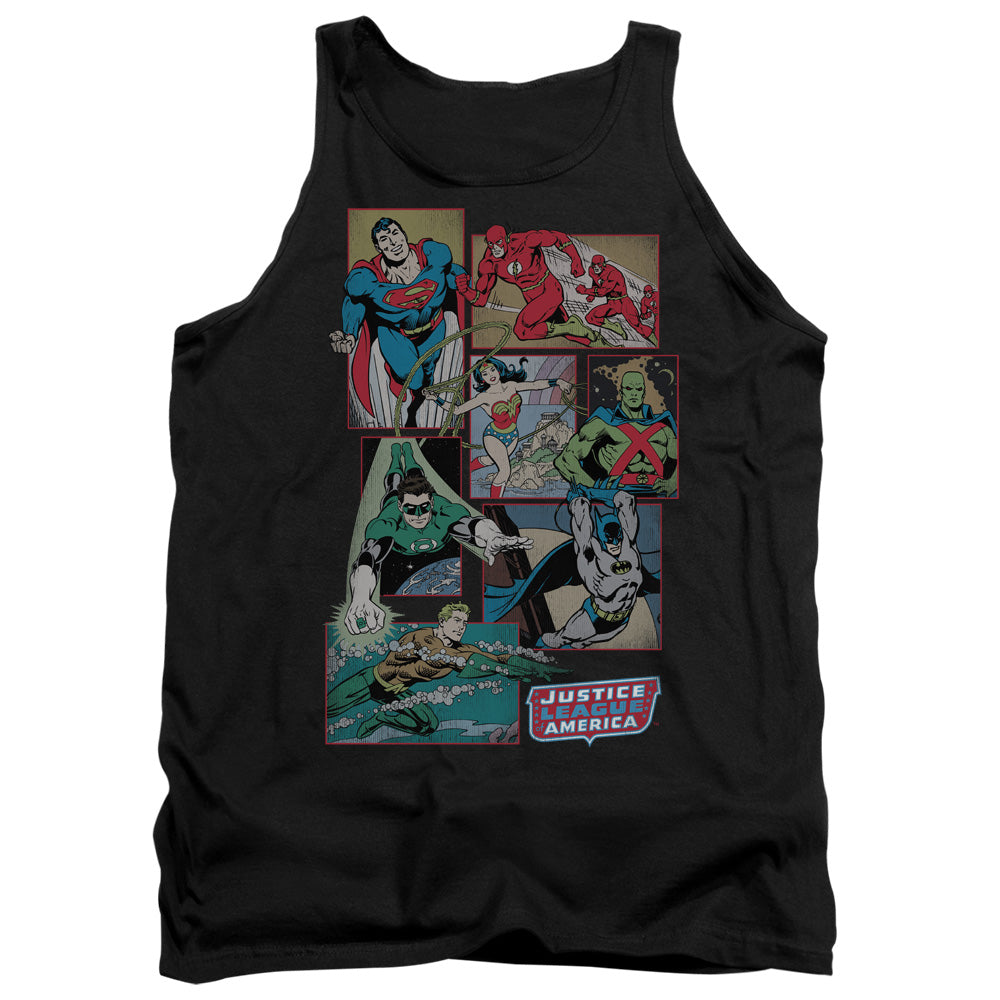 Dc Justice League Boxes Mens Tank Top Shirt Black Officially Licensed