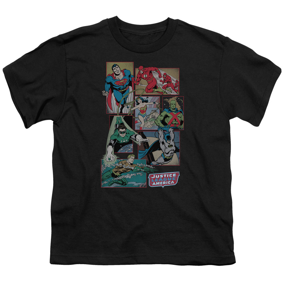 DC Comics Justice League Boxes Kids Youth T Shirt Black Officially Licensed