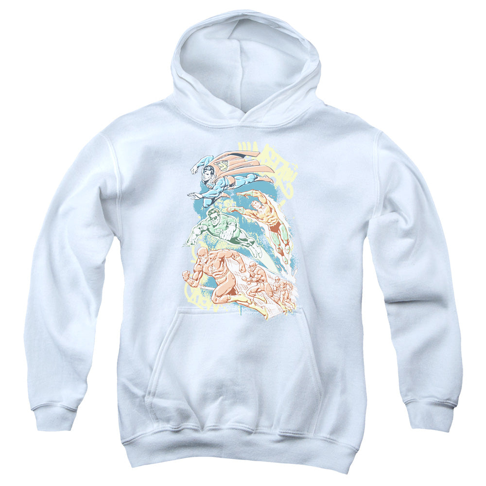 DC Comics Halftone League Kids Youth Hoodie White Officially Licensed