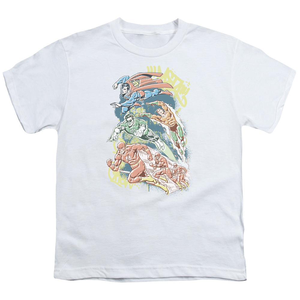 DC Comics Halftone League Kids Youth T Shirt White Officially Licensed