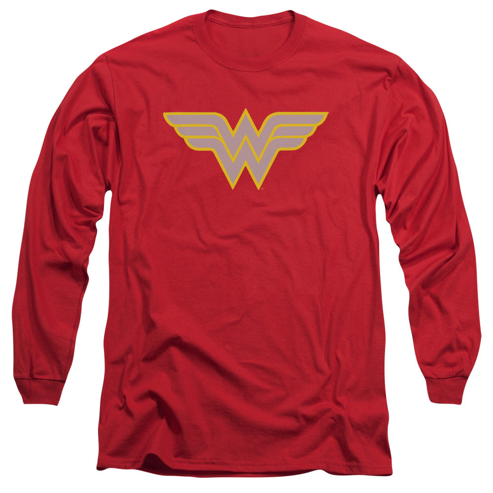 DC Comics Ww Logo Mens Long Sleeve Shirt Red Officially Licensed