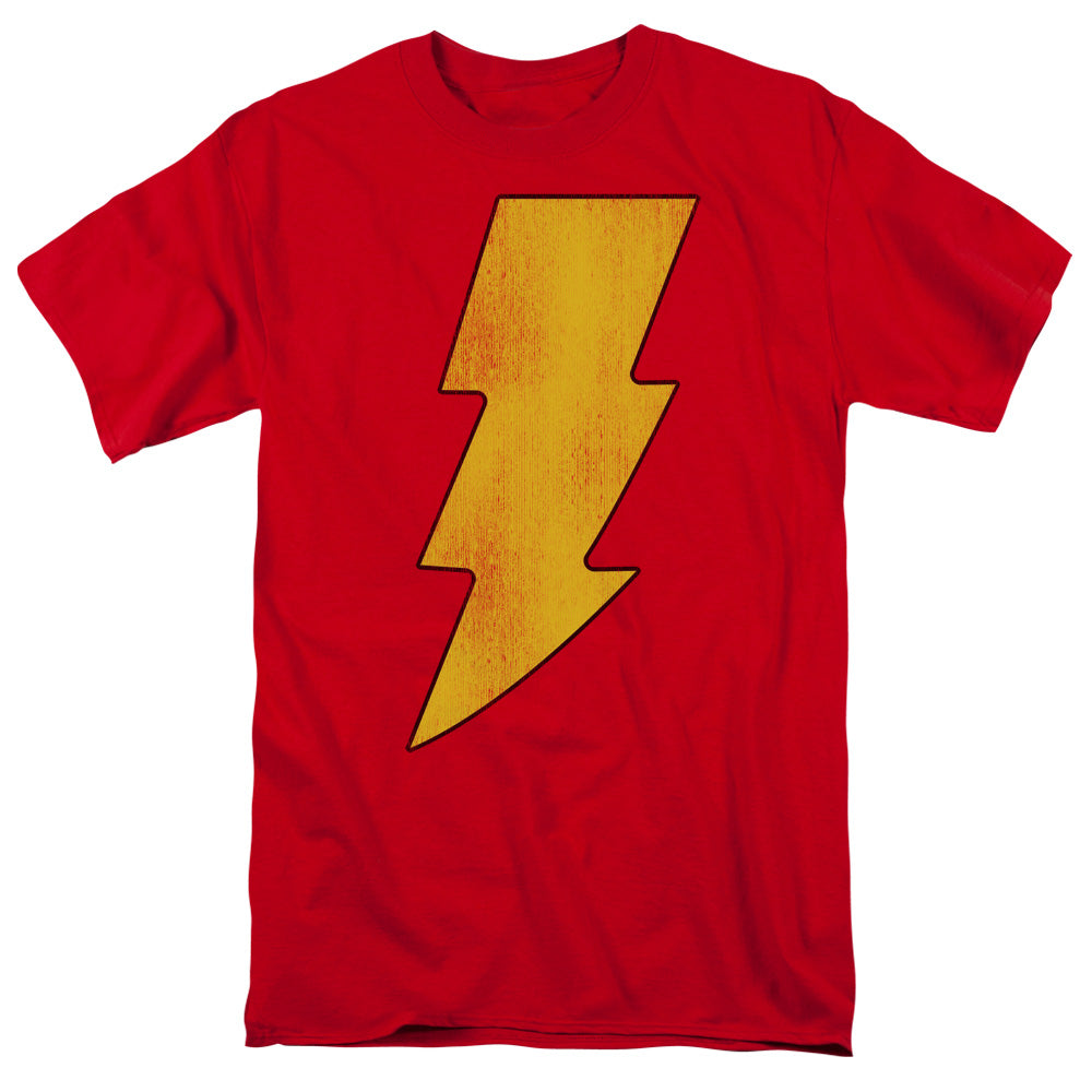 Dc Shazam Logo Distressed Mens T Shirt Red Officially Licensed