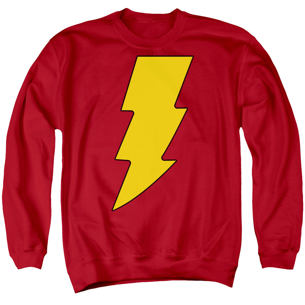 DC Comics Shazam Logo Mens Crewneck Sweatshirt Red Officially Licensed