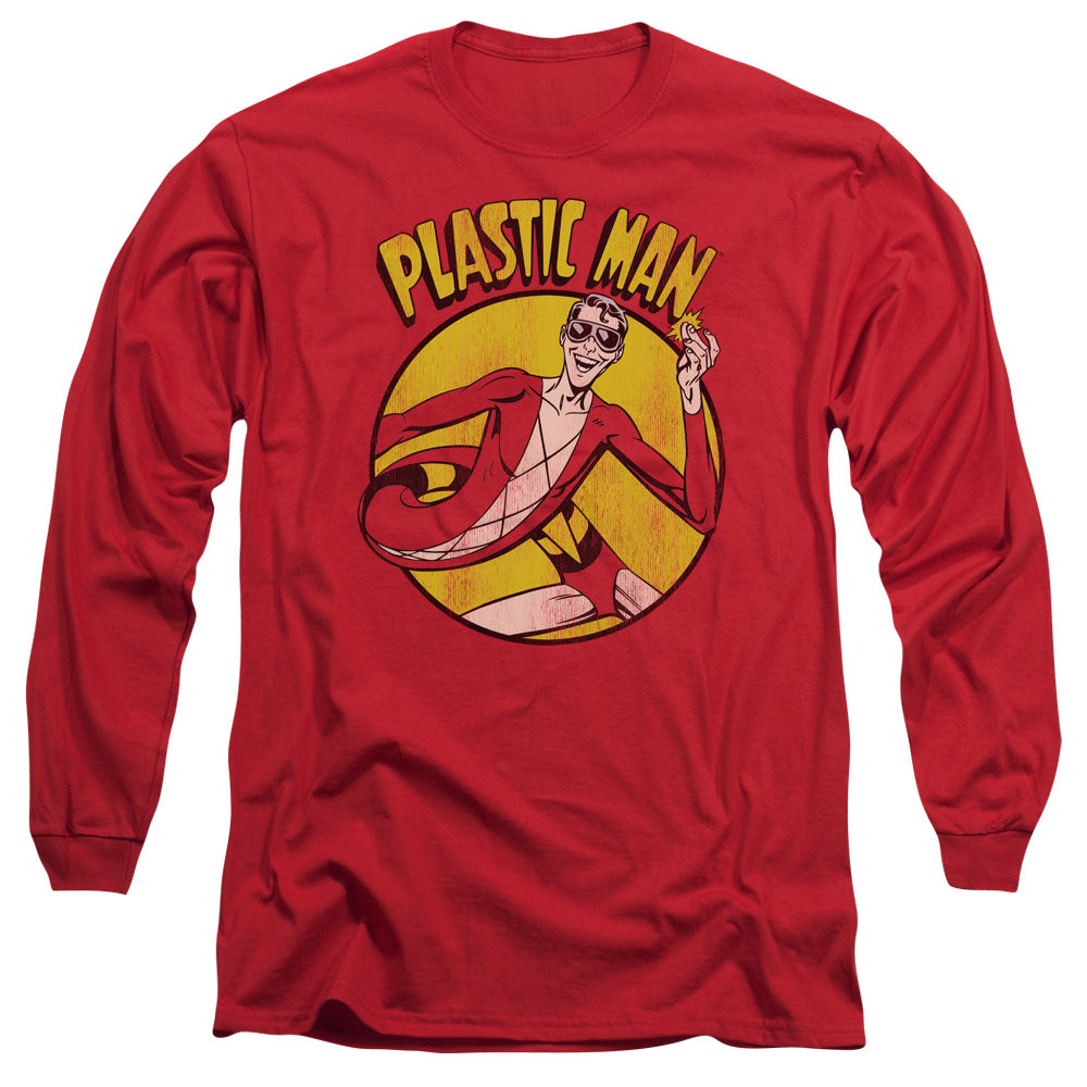 DC Comics Plastic Man Mens Long Sleeve Shirt Red Officially Licensed