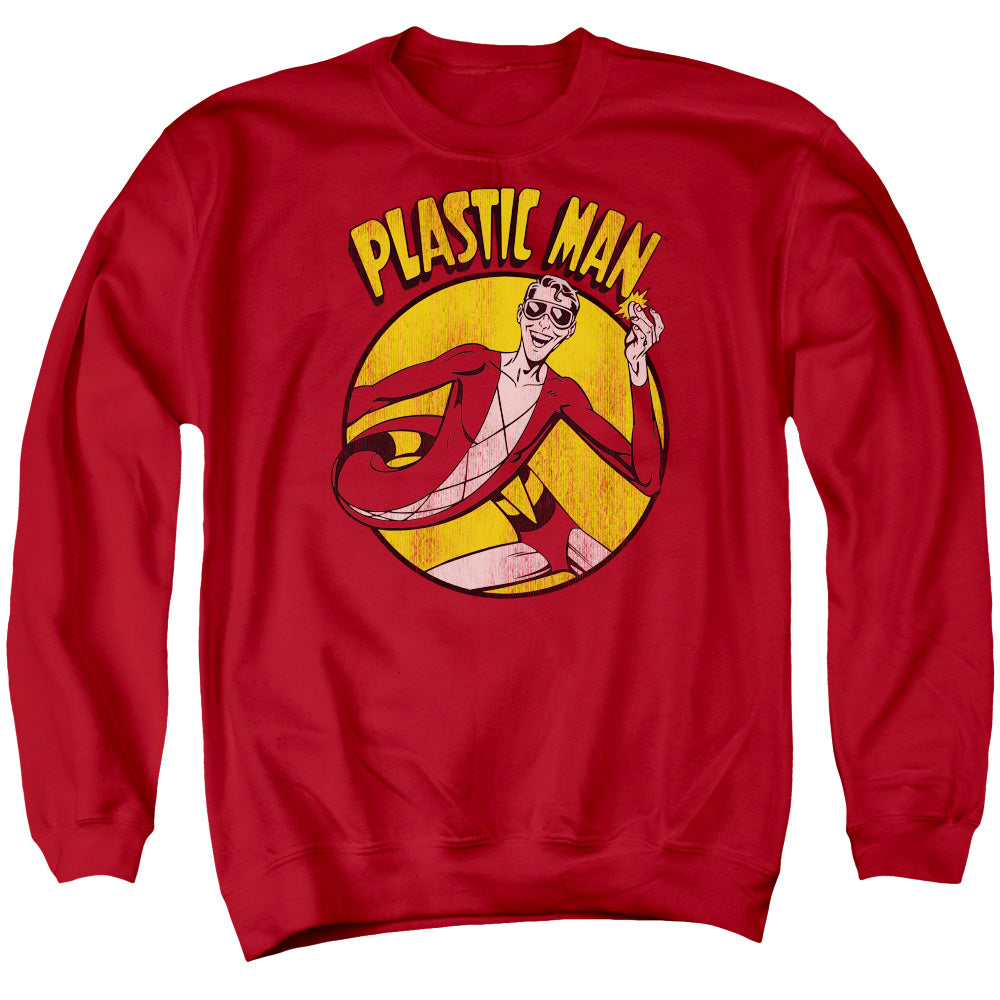 DC Comics Plastic Man Mens Crewneck Sweatshirt Red Officially Licensed
