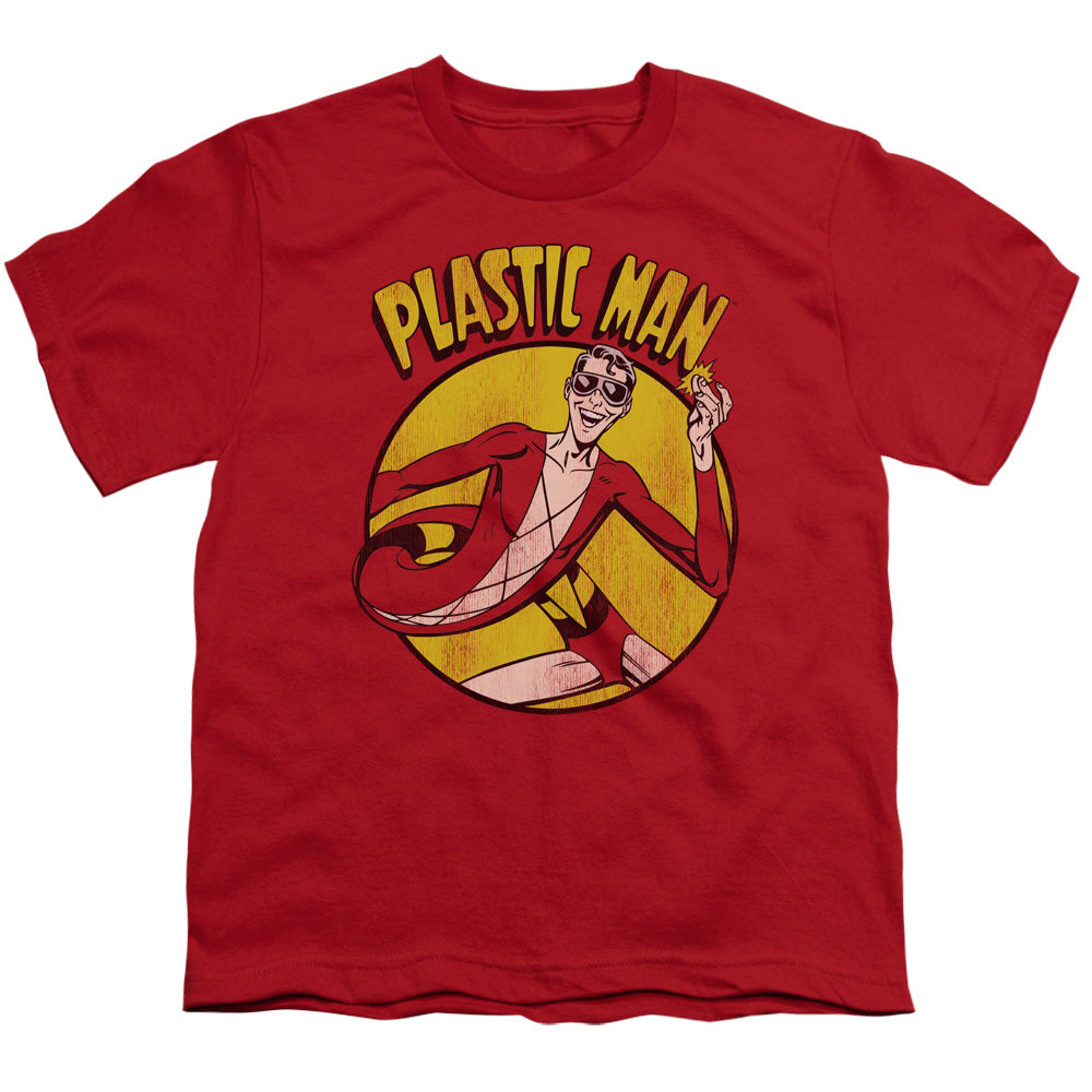 DC Comics Plastic Man Kids Youth T Shirt Red Officially Licensed