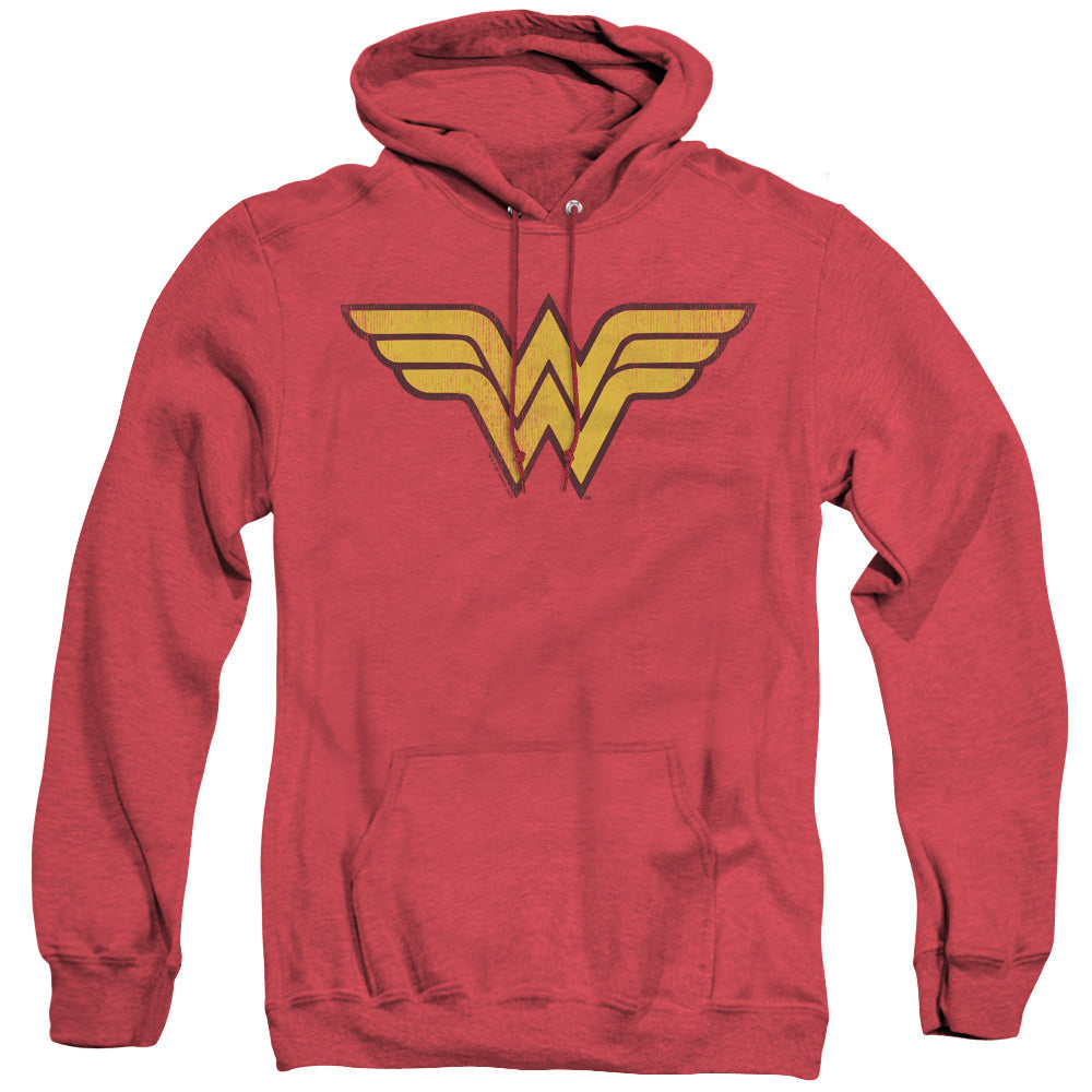 Dc Wonder Woman Logo Dist Mens Heather Hoodie Red Officially Licensed