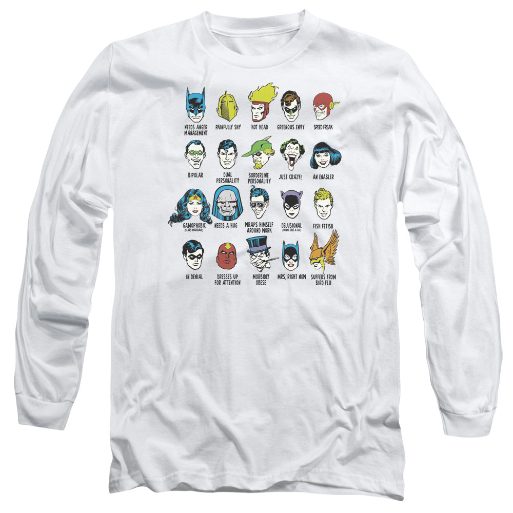 DC Comics Superhero Issues Mens Long Sleeve Shirt White Officially Licensed