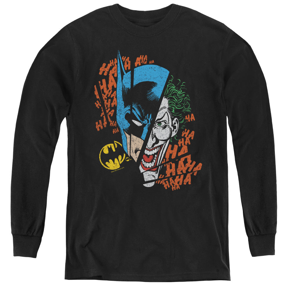 DC Comics Broken Visage Long Sleeve Kids Youth T Shirt Black Officially Licensed