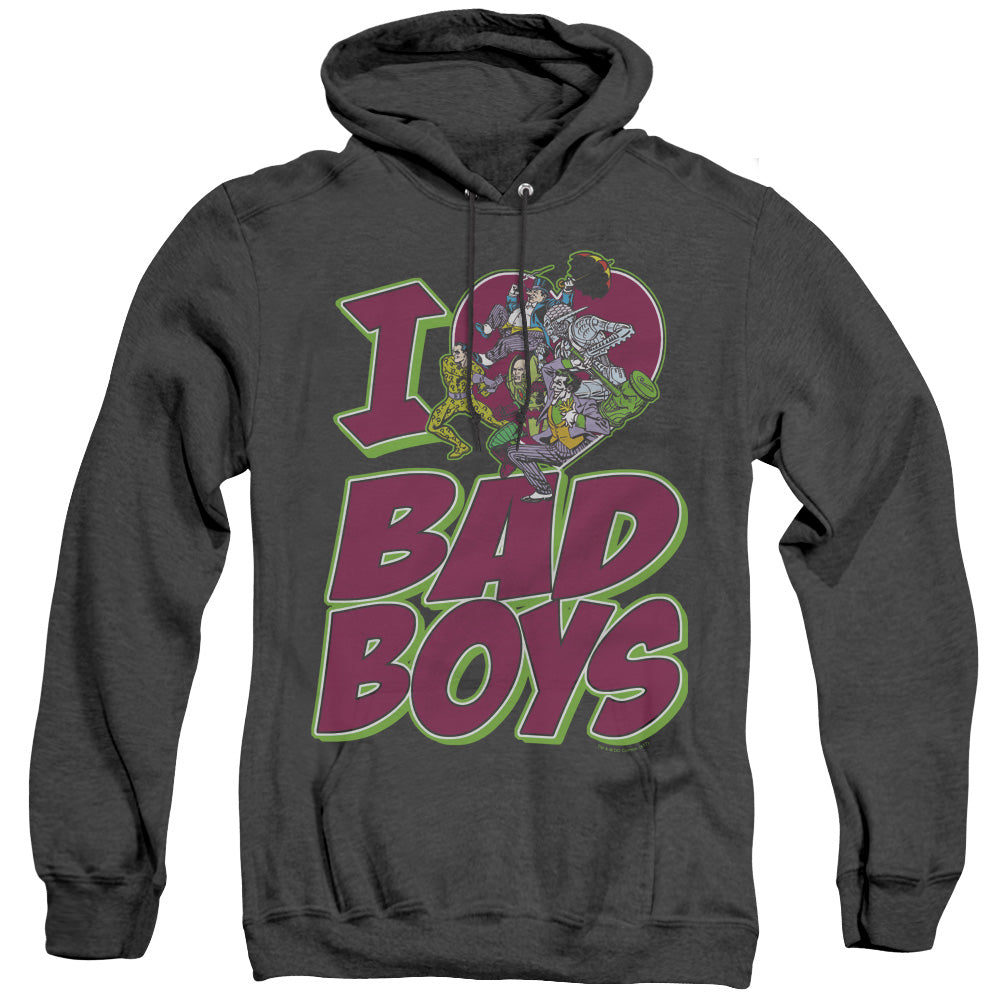 Dc I Heart Bad Boys Heather Mens Hoodie Black Officially Licensed